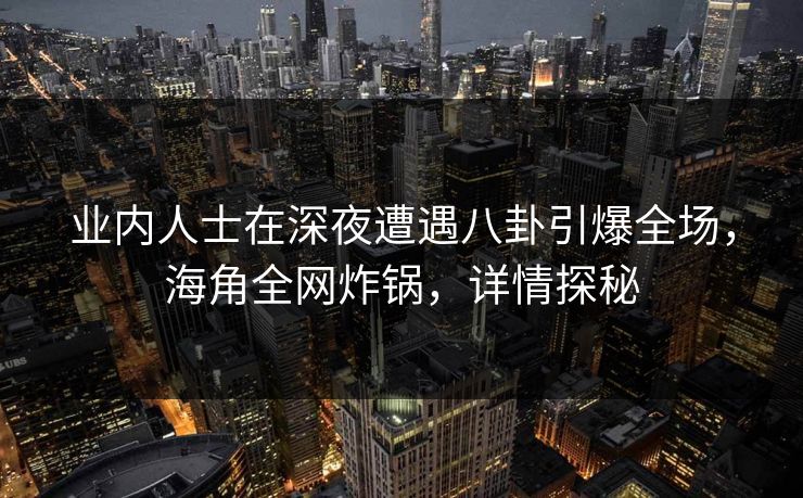 业内人士在深夜遭遇八卦引爆全场，海角全网炸锅，详情探秘