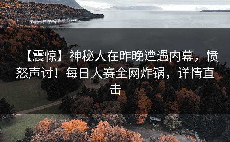 【震惊】神秘人在昨晚遭遇内幕，愤怒声讨！每日大赛全网炸锅，详情直击