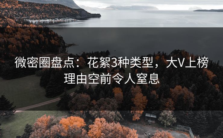 微密圈盘点:花絮3种类型,大V上榜理由空前令人窒息
