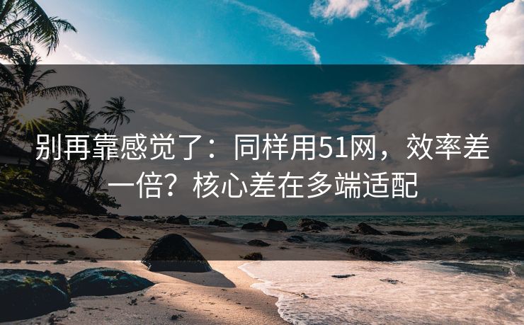 别再靠感觉了：同样用51网，效率差一倍？核心差在多端适配